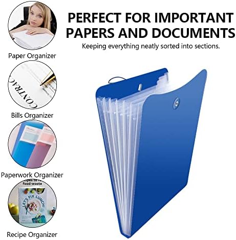 Vertical Accordion File Folder, Expanding File Document Organizer Bag for A4 Letter Size (A4,Letter,11 * 8.5, Blue) - Image 7