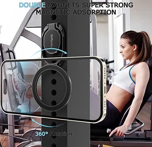 Doflyesky Magnetic Phone Ring Holder for iPhone, Double Adjustable Gym Phone Grip Holder and Stand Removable for Magsafe Case, iPhone 17/16/15/Pro Max Plus SE - Image 2