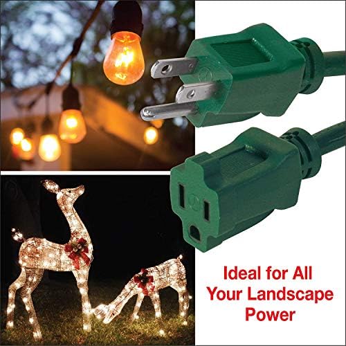 Clear Power 16 Gauge 3Prong Cords (16/3-3 Prong Grounded Plug, Green, 25 ft) - Image 3