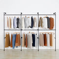 Modern Simple Industrial Pipe Clothing Rack, Display Stand Wall Mounted Clothes Garment Rack Heavy Duty Hanging Clothes Rods Bar for Closet Storage, 134in Black by ZGZR