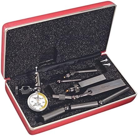 Starrett 711 Last Word Dial Test Indicator with All Attachments and Case - White Half Shaded Face, 0.7mm Range, 0-35-0 Dial Reading, .01mm Graduations - 711MGCSZ by Starrett