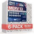 BNX TruFilter 18x18x1 Air Filter MERV 13 (6-Pack) - MADE IN USA - Electrostatic Pleated Air Conditioner HVAC AC Furnace Filters for Allergies, Pollen, Mold, Bacteria, Smoke, Allergen, MPR 1900 FPR 10 by BNX
