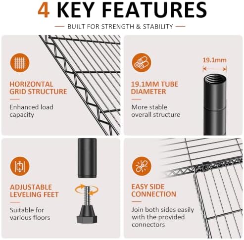 IZEUK Heavy Duty Metal Black Storage Rack Garage Shelving with 32 Wide - Image 4