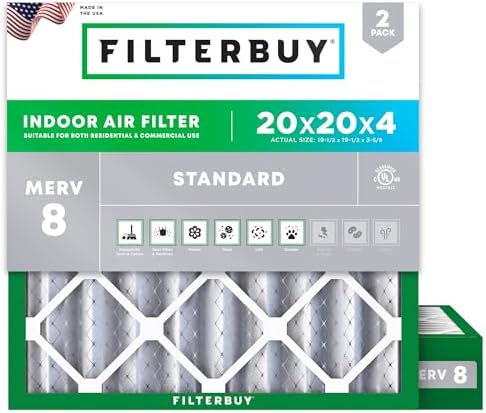 Filterbuy 20x20x4 Air Filter MERV 8 Dust & Allergy Defense (2-Pack) by Filterbuy