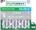 Filterbuy 20x20x4 Air Filter MERV 8 Dust & Allergy Defense (2-Pack) by Filterbuy