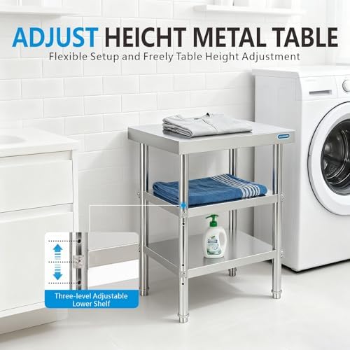 KUARBARR Stainless Steel Table Stainless Steel Prep Table 18 x 24 Inch, NSF Metal Commercial SS Kitchen Prep Worktable for Restaurant Kitchen Garage Warehouse - Image 4