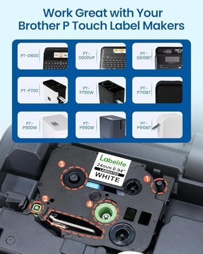 TZe-251 TZe251 Replacement for Brother P Touch TZe Label Tape 24mm 0.94'' - Image 2