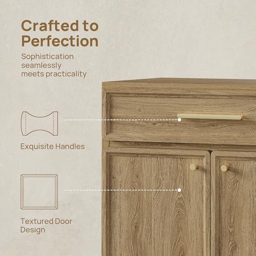 SICOTAS Buffet Cabinet with Storage Tall Modern Accent Storage Cabinet with Doors and Shelves 60 inch Wide Wooden Sideboard Credenza Buffets Console Table Coffee Bar for Kitchen Dining Living Room - Image 4