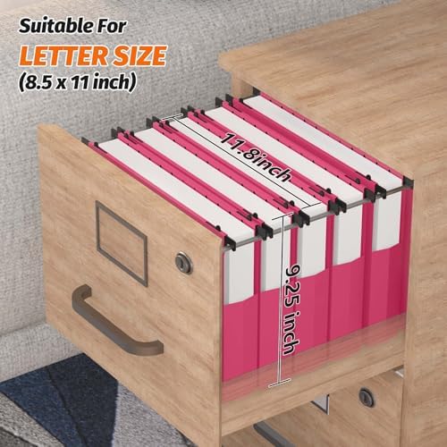 SHUTEX Extra Capacity Plastic Hanging File Folders, 12 Pack, Letter, Pink - Image 3