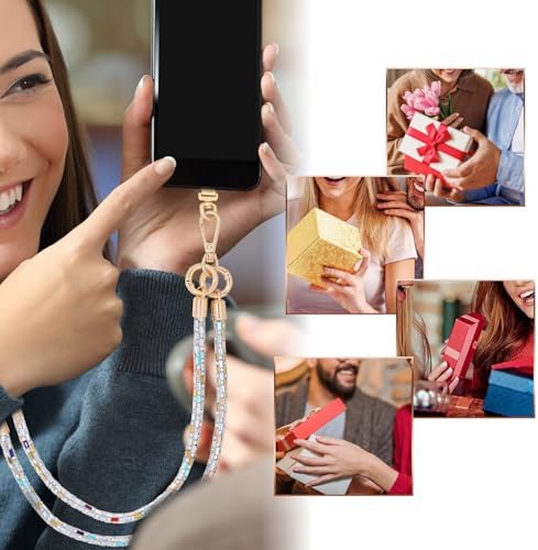 Crystal Phone Strap Crossbody Rhinestone Anti Theft Layered Strap Crossbody Gold Metal Buckles Cell Phone Neck for Women (Colour) - Image 6
