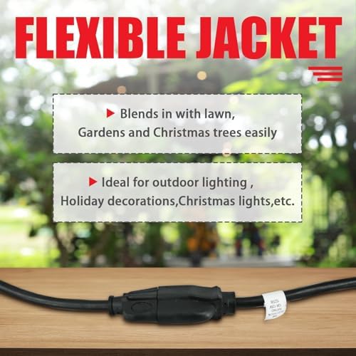 EP 25 FT Outdoor Extension Cord, 16/3 SJTW Heavy Duty Black, ETL Listed - Image 4
