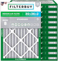Filterbuy 30x36x2 Air Filter MERV 8 Dust & Allergy Defense (12-Pack) by Filterbuy