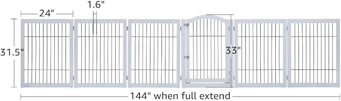 unipaws 144" Extra Wide Dog Gate and Pet Playpen, Free Standing Tall Dog Fence - Image 6