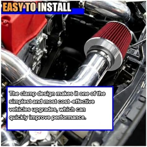 LAINLOY Universal Clamp-On Air Intake Filter for Cars, 76MM, Red - Image 6
