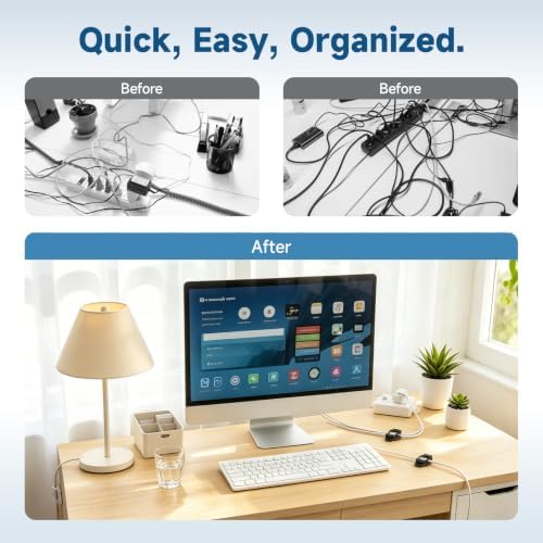 20 Sets Adjustable Cable Management Clips, Self Adhesive Cord Organizer with Elastic Loop, Reusable Cable Holder for Desk, Under Desk, Wall, TV, Office, Home, Charging Cables, USB, HDMI, PC Wires - Image 4