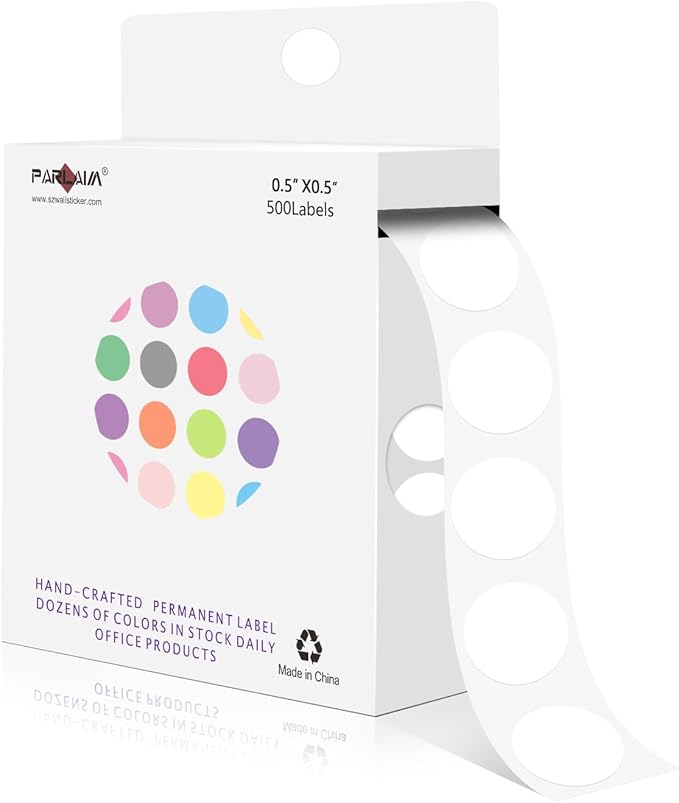PARLAIM 1/2 Inch Round Adhesive Color-Code Dot Stickers, 500 Stickers Inventory by PARLAIM