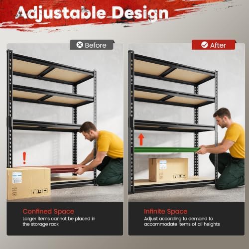 REIBII 2 Pack Garage Shelving for Basement, Heavy Duty Storage Shelves - Image 6
