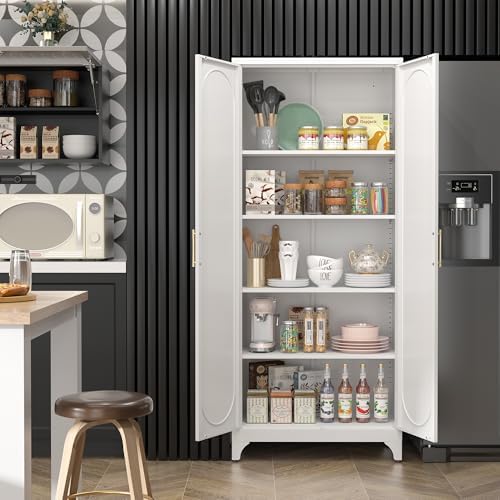 Steeloong 75"Metal Pantry Storage Cabinet with Doors & 4 Adjustable Shelves - Image 2