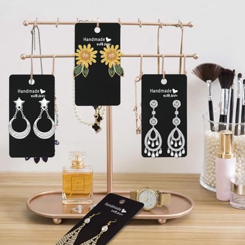 joycraft 100Pcs Earring Display Cards with Bags, 2x3.5 inch Earring Display Holder Cards, Black Handmade with Love Jewelry Tags for Selling, DIY Jewelry Crafts, Retail - Image 5