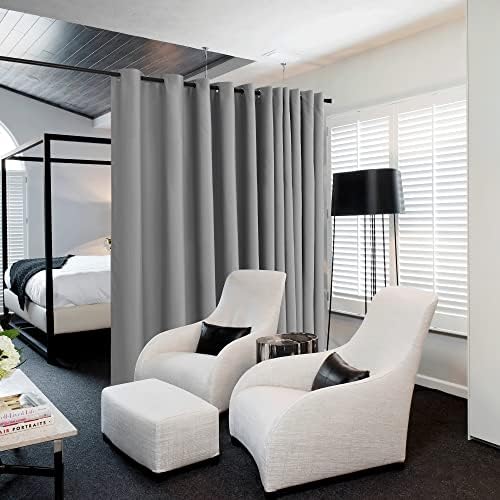 NICETOWN Verical Blinds for Living Room Bedroom Dining Sunroom Basement Wall Divider, Room Dividers Space Screens Partitions, Extra Large Blackout Curtain (1 Pack, 20ft Wide x 8ft Long, Silver Grey) by NICETOWN