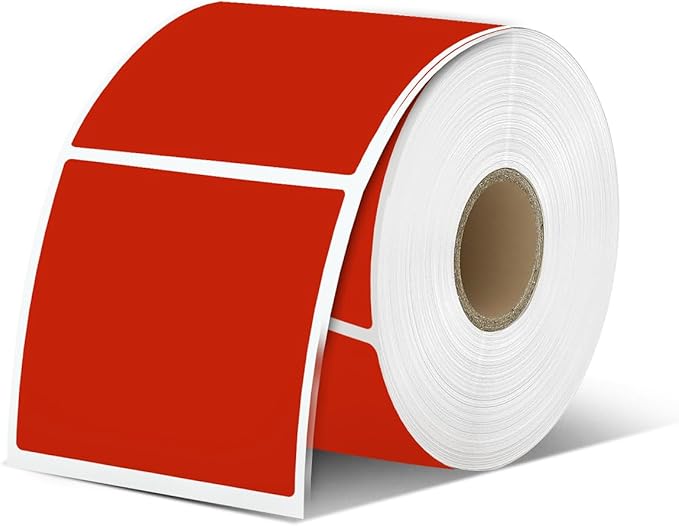 iEager Red Square Thermal Label Stickers, 500 Sheets/Roll by iEager