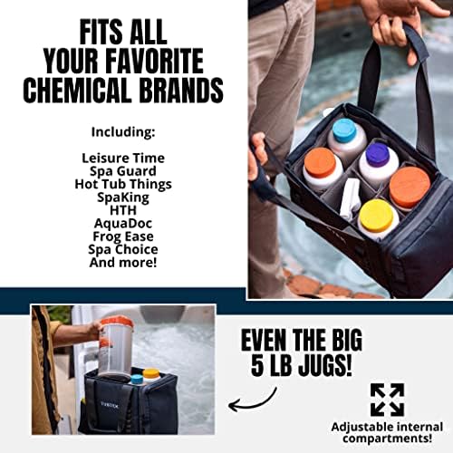 Hot Tub Chemical Bag (Navy) | Hot Tub Storage For All Your Hot Tub Chemicals & Hot Tub Accessories | Pool Chemical Storage | Holds All Major Chemical Brands and Essential Spa Accessories for Hot Tub - Image 3