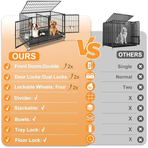 Homey Pet 2 Pack Three Tiers 43" Stackable Heavy Duty Double Dog Crate Bank - Image 3
