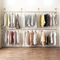 ORSENIGO Industrial Pipe Clothing Rack, Heavy Duty Metal Clothes Rack with Double Rods for Hanging Clothes, Wall Mount Space-Saving Garment Display Rack by ORSENIGO