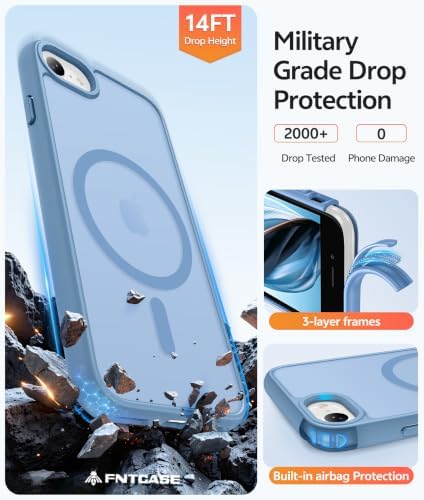 FNTCASE for iPhone SE Case 2022(3rd)/2020(2nd), iPhone 8/7 Case, Light Blue - Image 6