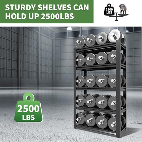 72" H Garage Shelving, Garage Shelves Heavy Duty, 5 Tier Adjustable Garage Storage Shelves for Warehouse, Basement, Workshop, Kitchen, Require Assembly, 16''D*36''W*72''H, Black - Image 5