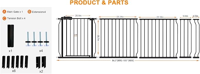 HOOEN 30" Tall Extra Wide Baby Gates - Image 3
