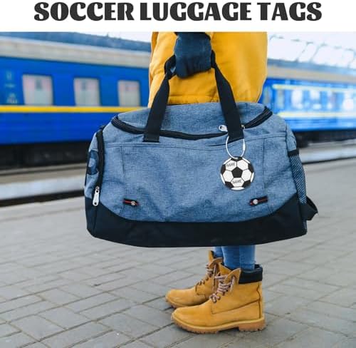 19 Pcs Soccer Luggage Tags, Soccer Party Favors Suitcase Labels with Pen, Metal Ring Name ID Card and DIY Pocket for Sports Team Travel Baggage Identifiers for Men Women - Image 3