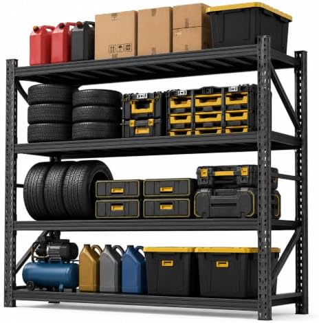 Metal Storage Shelves Heavy Duty, 4-Tier Garage Shelving Units by Unknown