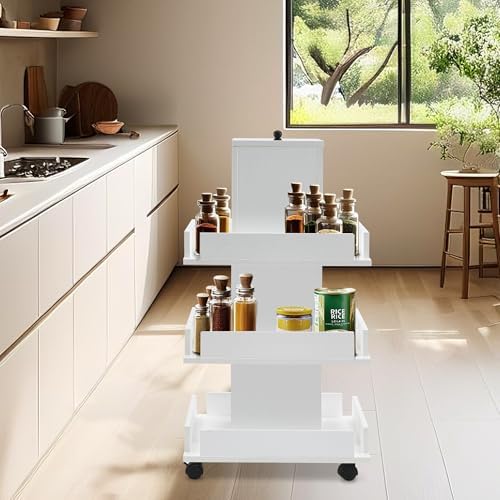 BarberPub 3-Tier Kitchen Trolley with Wheels, Tool Storage Organizer 2038 (White) - Image 2