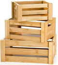 Lawei Set of 3 Bamboo Nesting Crates with Handles, Rustic Decorative Storage Container Box, Crate Box for Display, Farmhouse Bamboo Basket Bins for Fruit, Vegetable, Kitchen, Office, Bedroom, Closet by ENJOYEVERYMOMENT