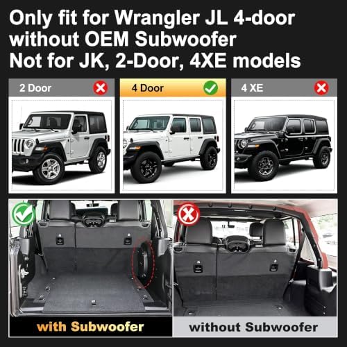 Floor Mats & Cargo Liner Fit for 2018-2026 Jeep Wrangler JL 4x4 w/Subwoofer - Image 2