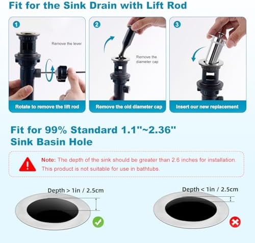 Universal Bathroom Sink Drain Strainer Hair Catcher Upgraded with Visible Top Stainless Basket, 3 in 1 Pop Up Sink Stopper for 1.1''~2.36'' Sink Basin Hole, Chrome - Image 6