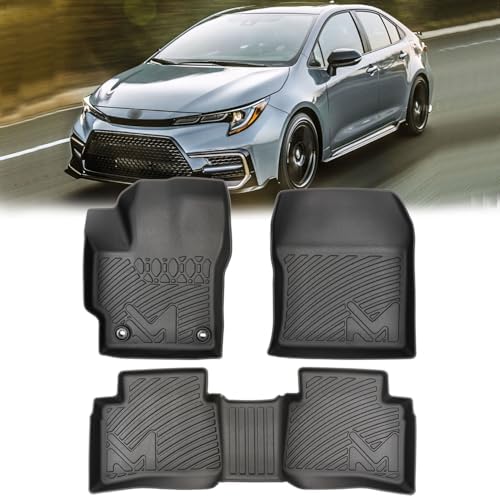 TPE Automotive Floor Mats Custom for 2020-2026 Toyota Corolla(Include Hybrid Exclude Hatchback), All Weather Cover Protection Waterproof Black Floor Liner Front & Rear Row Full Set Car Mats, 3PCS by CMVTAuto