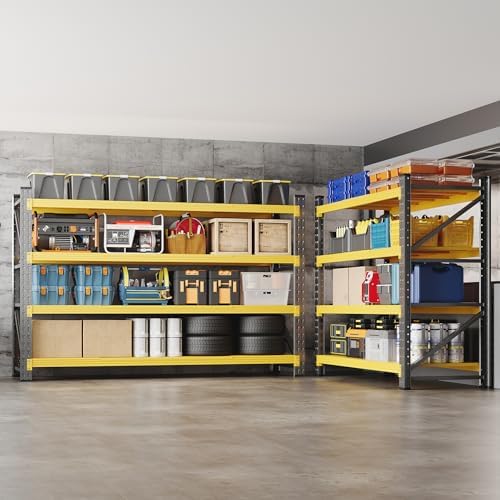 BYBYNSOE 48" W Storage Shelves 3000lbs Garage Metal Shelving Heavy Duty Garage Shelves Adjustable Storage Shelves for Industrial, Factory (Black Yellow, 48" W X 24" D X 69" H) - Image 6