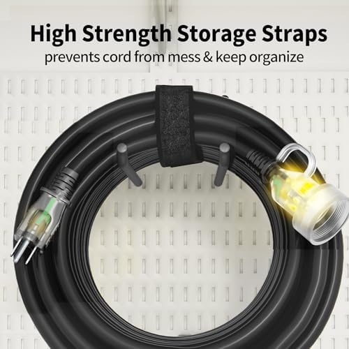 POWGRN 50 FT 16 Gauge Black Indoor/Outdoor Extension Cord Waterproof - Image 7
