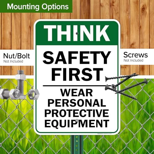 Think Safety First Wear Personal Protective Equipment Sign, 18"x24" .063 - Image 5
