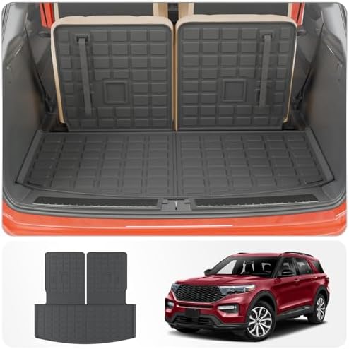 Cargo Mat with 3rd Row Backrest Mat for 2020-2026 Ford Explorer by Thinzyou