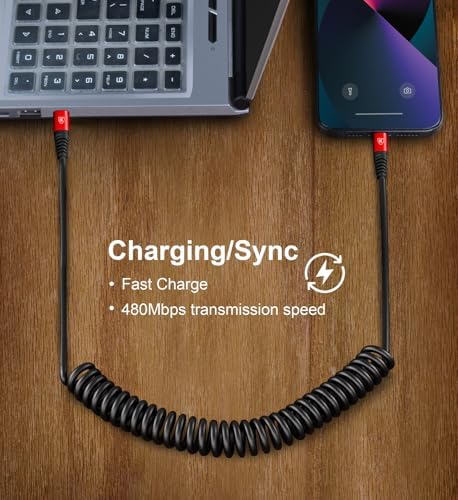 Coiled USB C Cable for Car 3FT&6FT USB C to C Fast Charging Cable CarPlay - Image 5