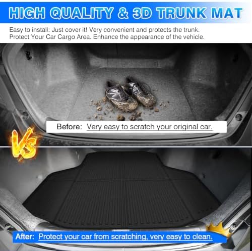 Cartist Cargo Liner Compatible with Honda Accord & Accord Hybrid 2018-2022 All Weather Rear Trunk Mat High Side Waterproof TPE Black - Image 6