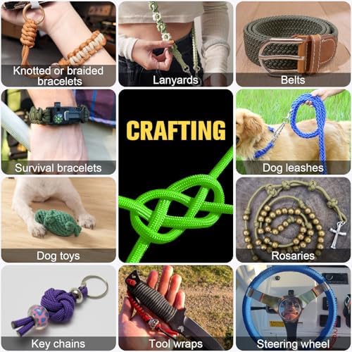 Paracord Rope 750 lb - 100ft 5/32" Parachute Cord 4MM 12-Strand para Cord - Heavy Duty Spool String for Survival,Camping Gear, Survival Bracelet, Clothesline - Neon Green - Image 7