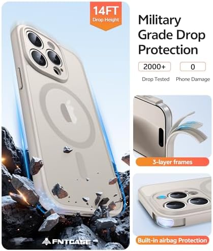 FNTCASE for iPhone 14 Pro Max Case, Fit for Magsafe, Glass Screen Protector - Image 5