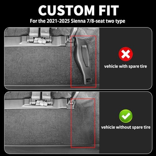 Cargo Mat & Backrest Mat for 2021-2025 Toyota Sienna (Without Spare Tire) - All Weather Leather Full Wrap-Around Trunk Mat Waterproof Cargo Liner - Car Mat for 2021-2024 2025 Sienna Accessories - Image 2