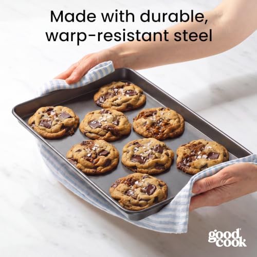 GoodCook Everyday Nonstick Baking Sheet Set, 3 Pack Includes Small (13×9) Medium (15×1) and Large (17×11) Pans Carbon Steel Construction Cookie Sheets Bakeware Set, Gray - Image 5