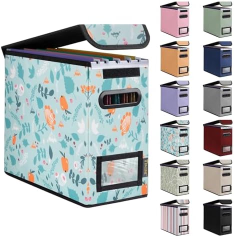 BALEINE File Organizer Box with Lid, Collapsible Hanging File Storage Box by BALEINE