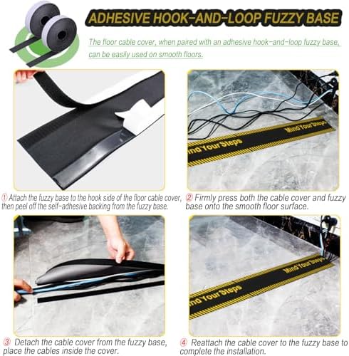 Floor Cable Covers,16.4 Feet Cord Cover Wire Protector Cable Cover Wire Storage Cover Used to Protect The Cable and Prevent Tripping Over The Cords (Yellow) - Image 3